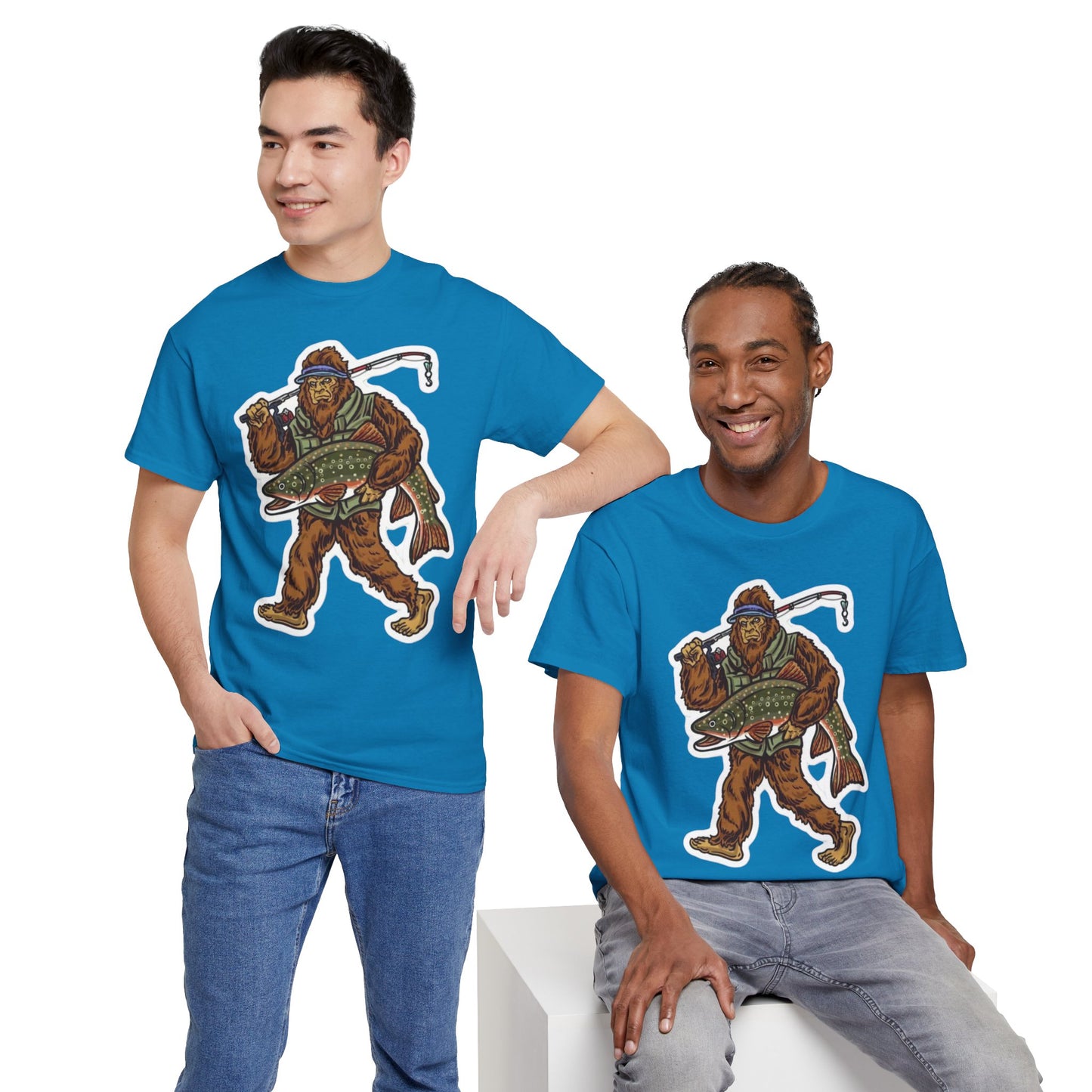 Bigfoot fishing unisex heavy cotton t-shirt