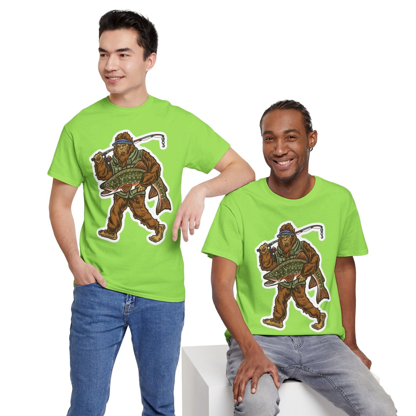 Bigfoot fishing unisex heavy cotton t-shirt