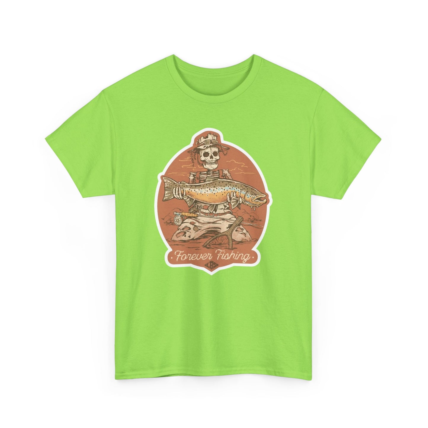 Skeleton forever fishing unisex heavy cotton t-shirt