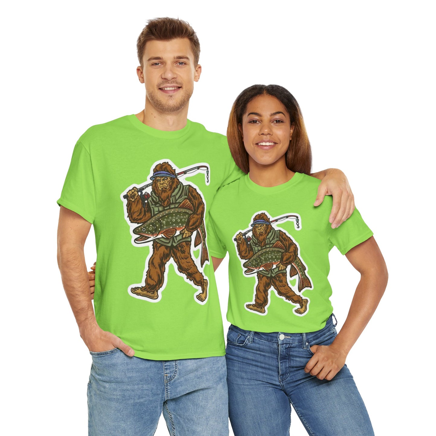 Bigfoot fishing unisex heavy cotton t-shirt