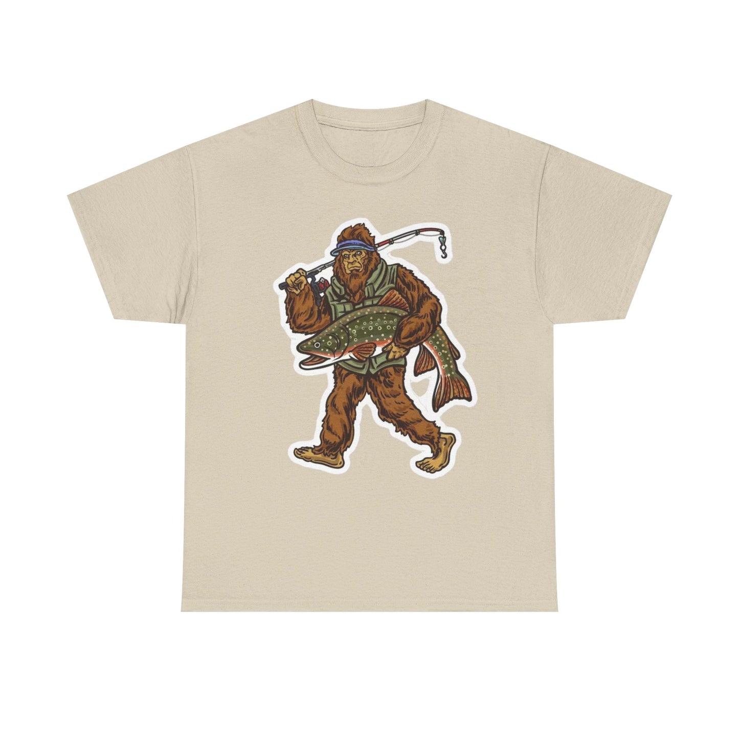 Bigfoot fishing unisex heavy cotton t-shirt