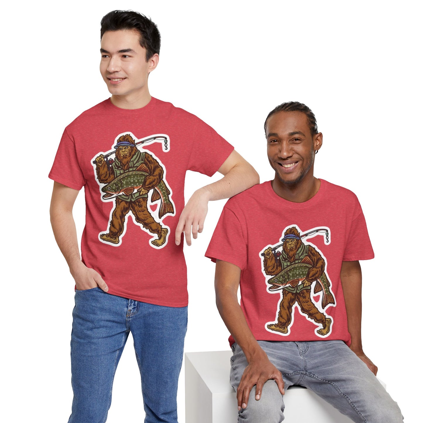 Bigfoot fishing unisex heavy cotton t-shirt