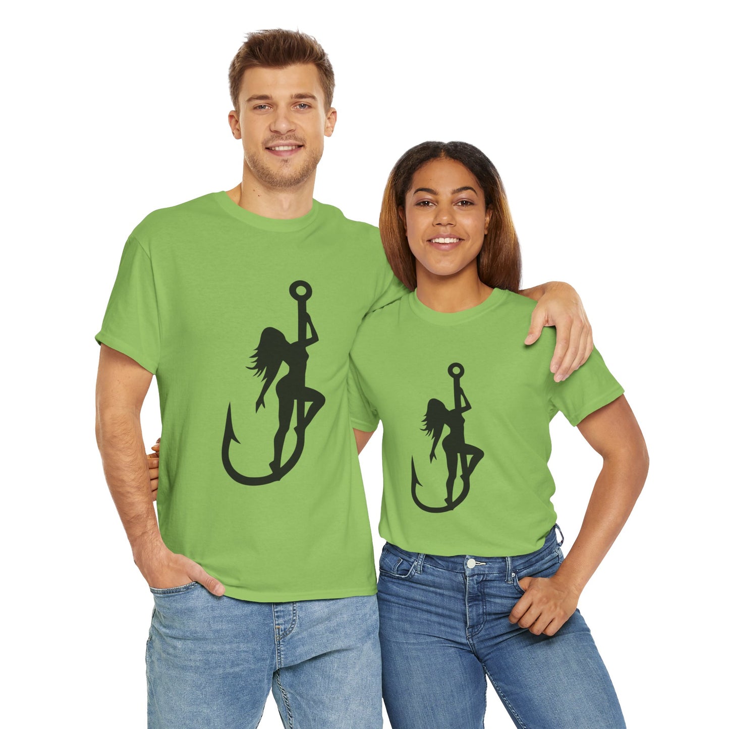 Fishing hook unisex heavy cotton t-shirt