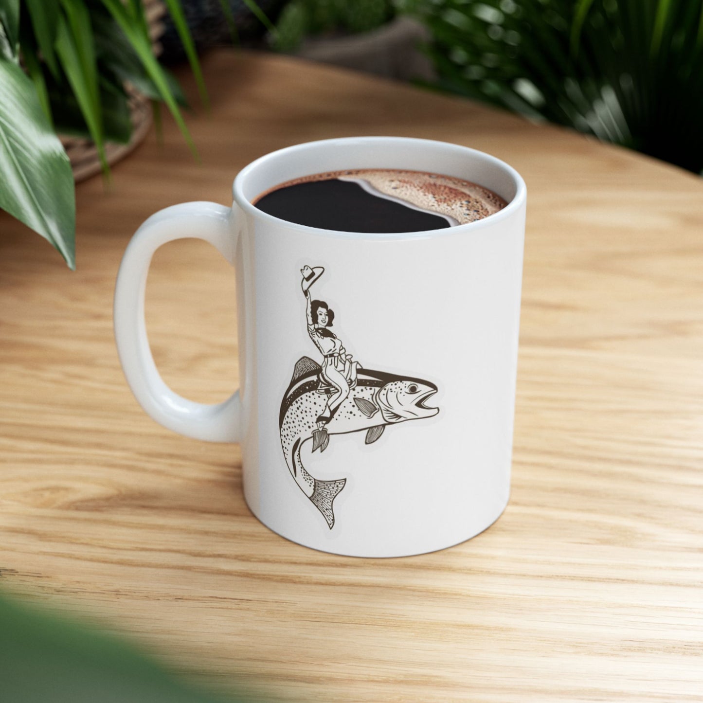Riding cowgirl mug