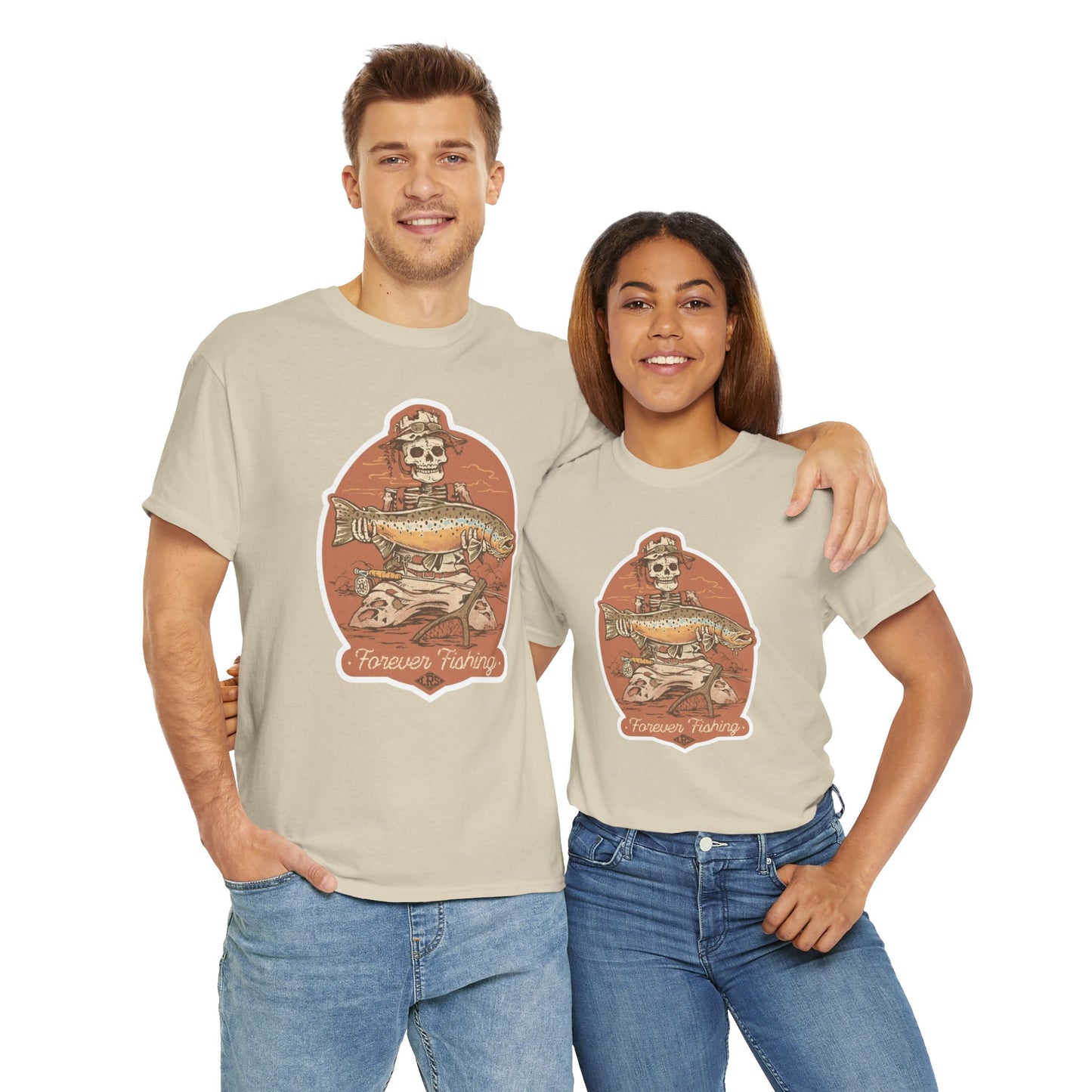 Skeleton forever fishing unisex heavy cotton t-shirt