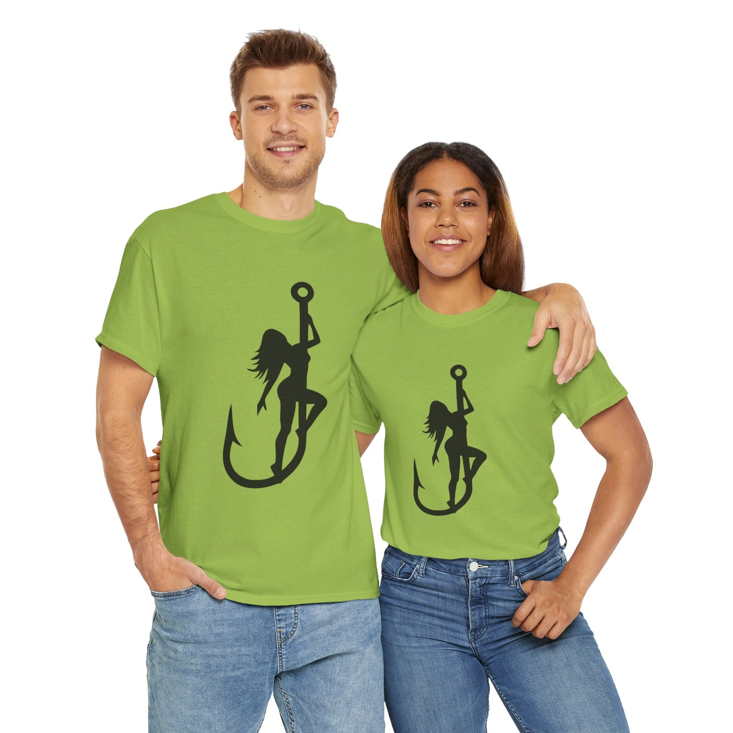 Fishing hook unisex heavy cotton t-shirt