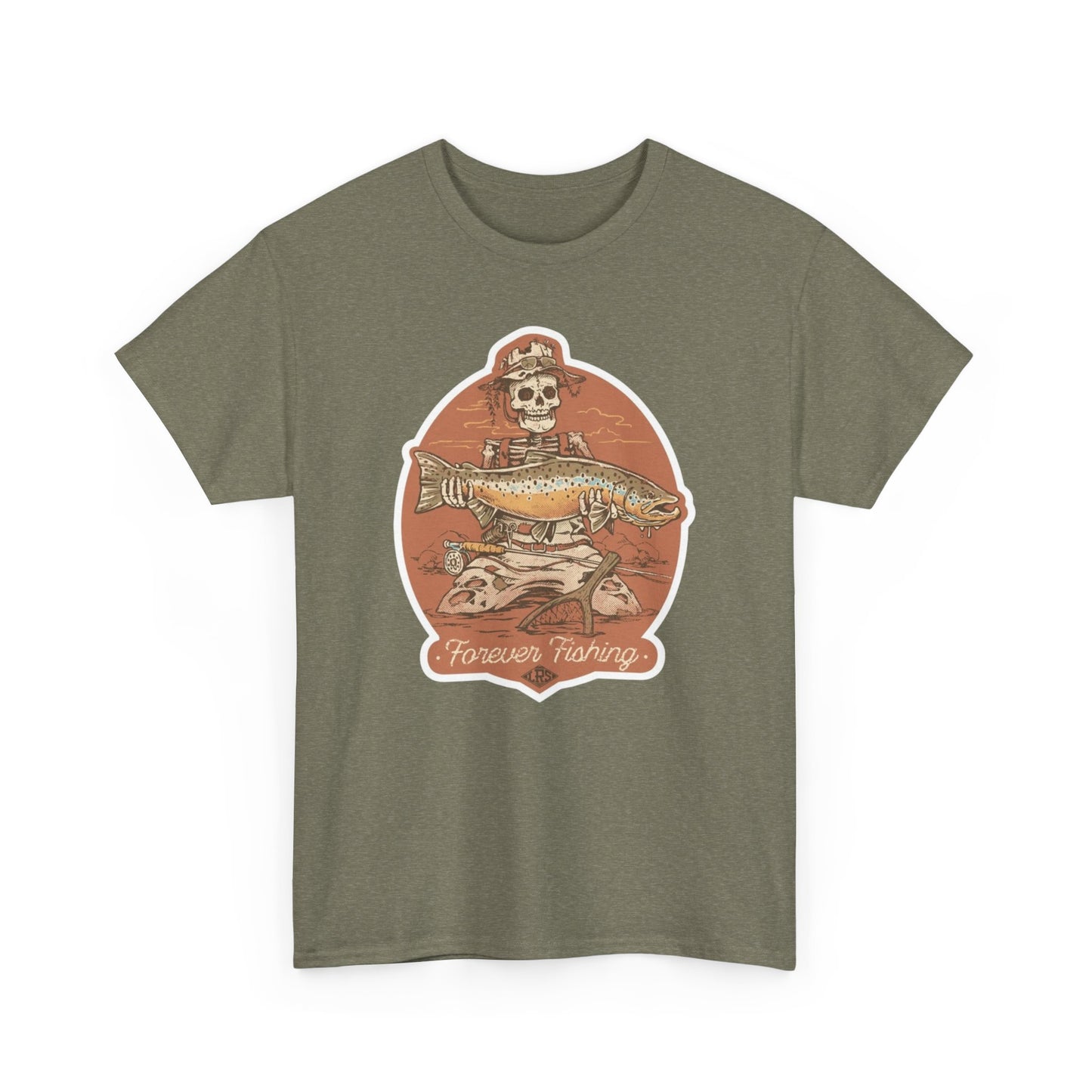 Skeleton forever fishing unisex heavy cotton t-shirt
