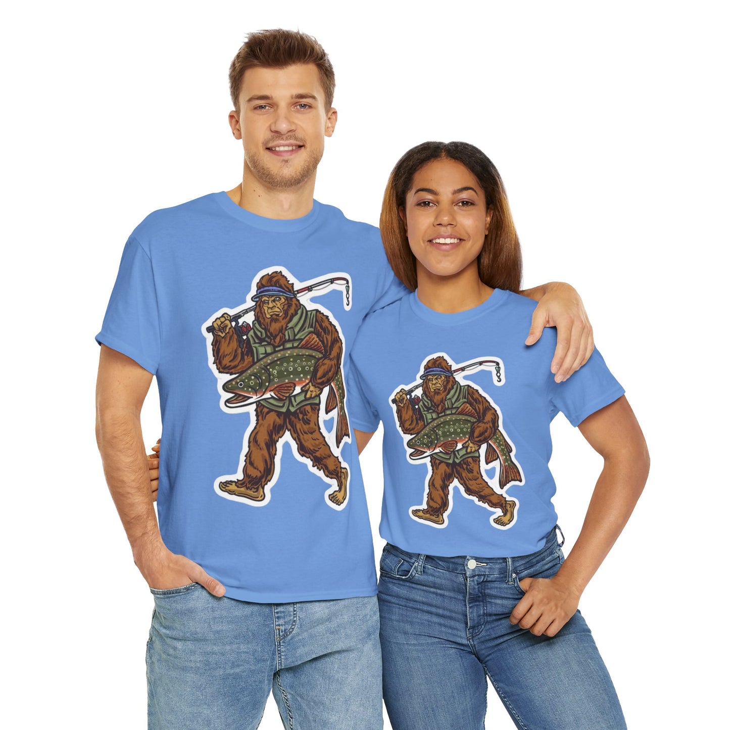 Bigfoot fishing unisex heavy cotton t-shirt