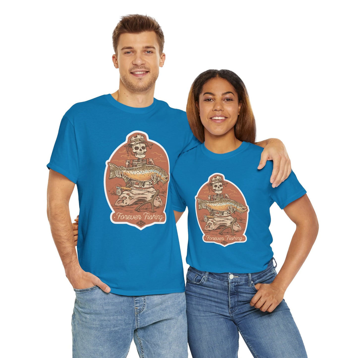 Skeleton forever fishing unisex heavy cotton t-shirt