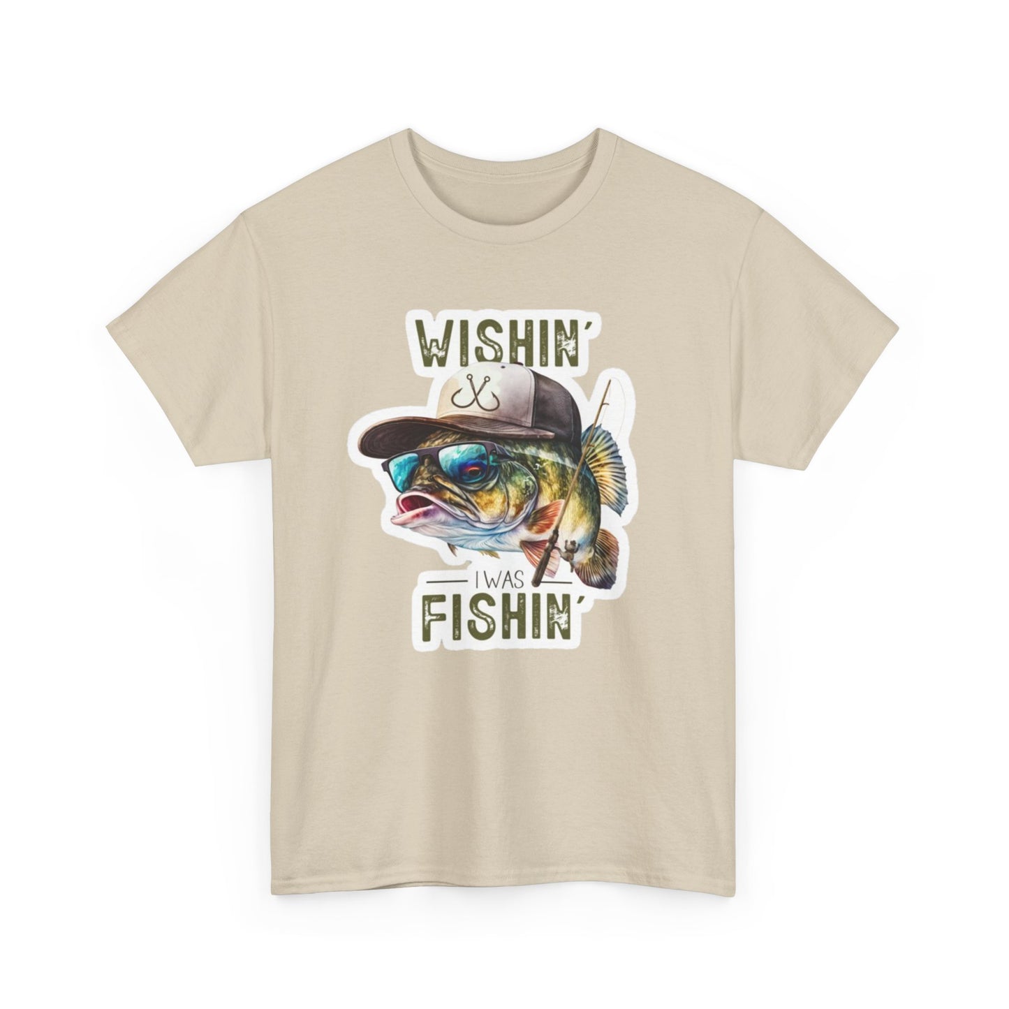 Wishin' I was Fishin' unisex heavy cotton t-shirt