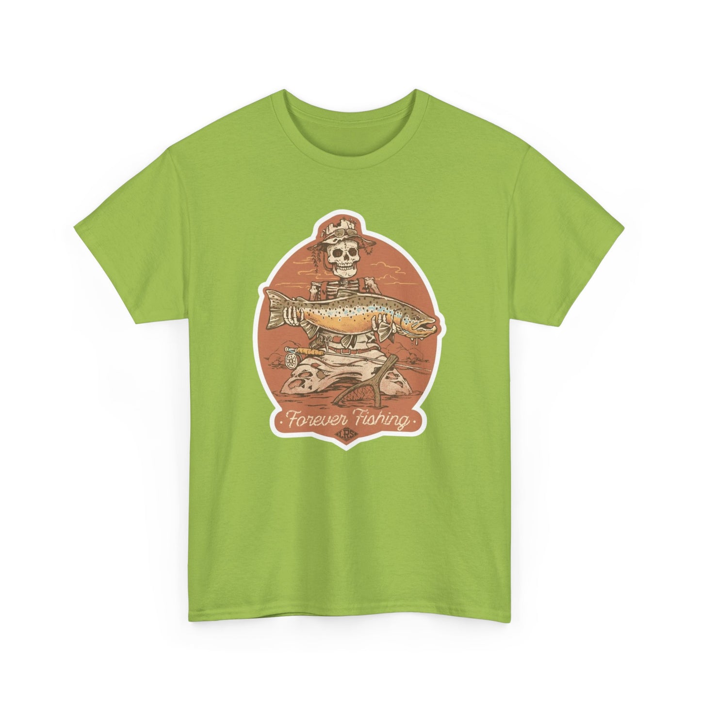 Skeleton forever fishing unisex heavy cotton t-shirt