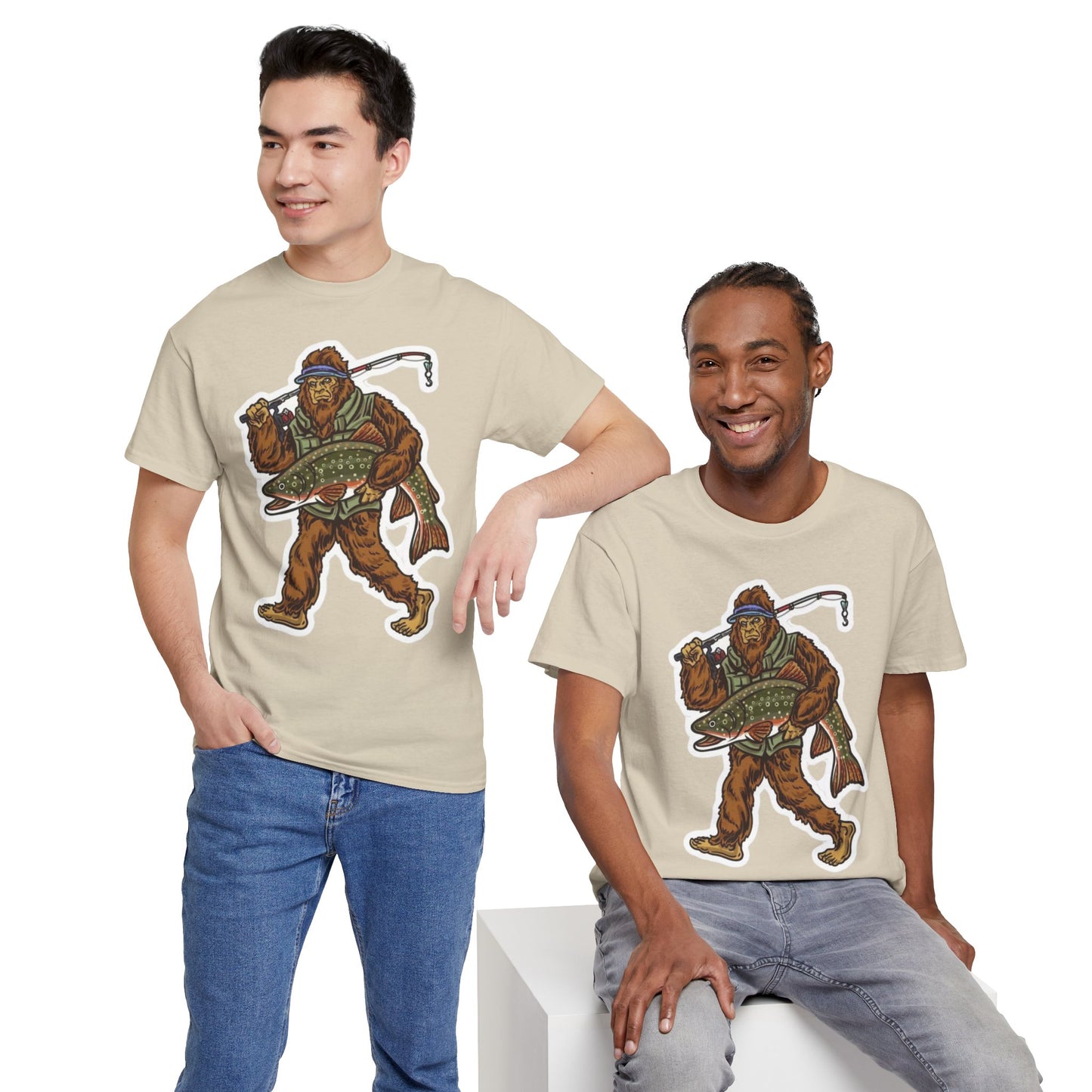 Bigfoot fishing unisex heavy cotton t-shirt