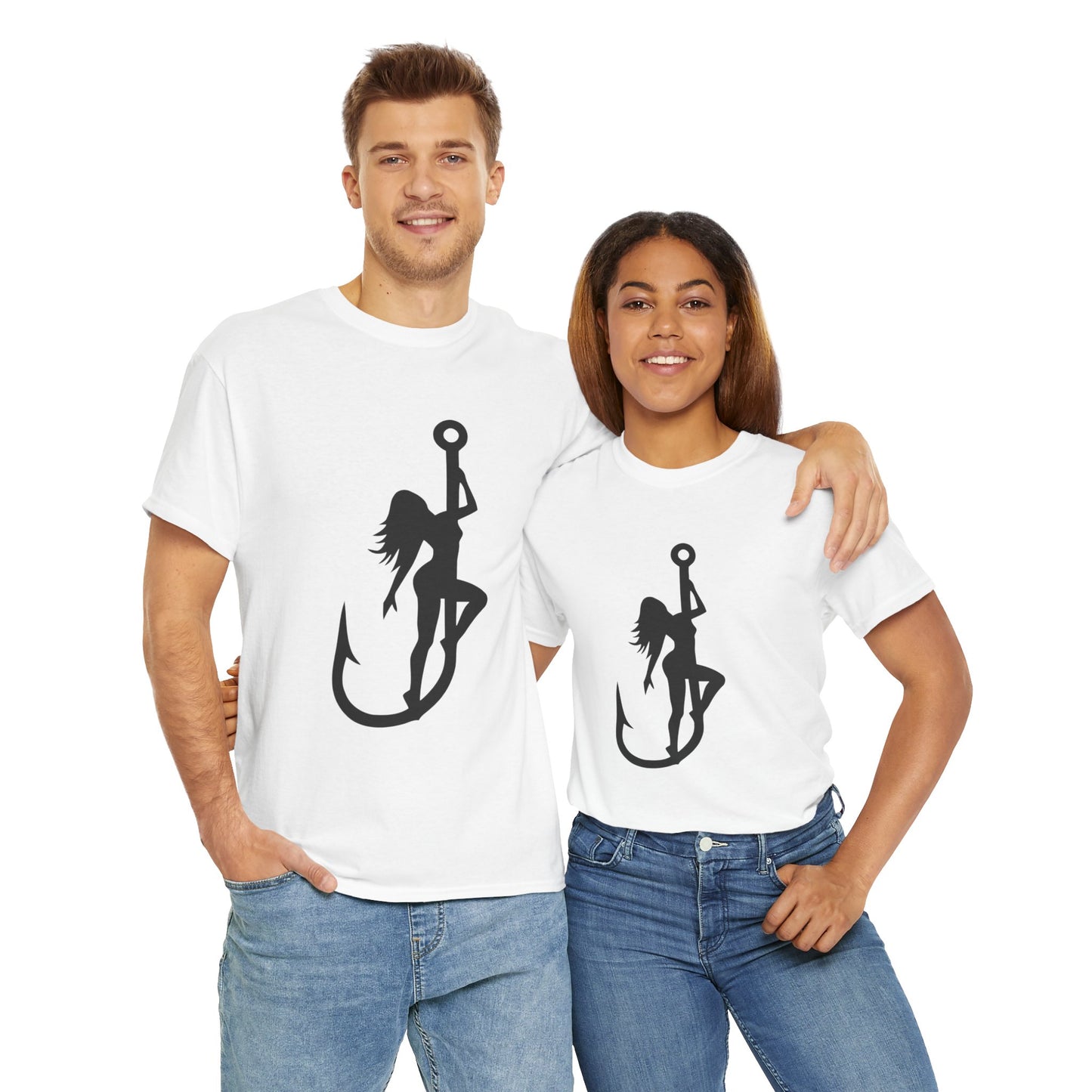 Fishing hook unisex heavy cotton t-shirt