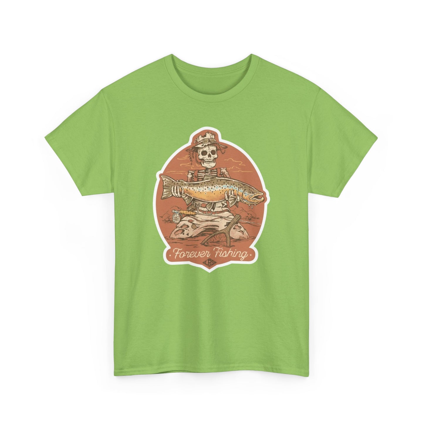 Skeleton forever fishing unisex heavy cotton t-shirt