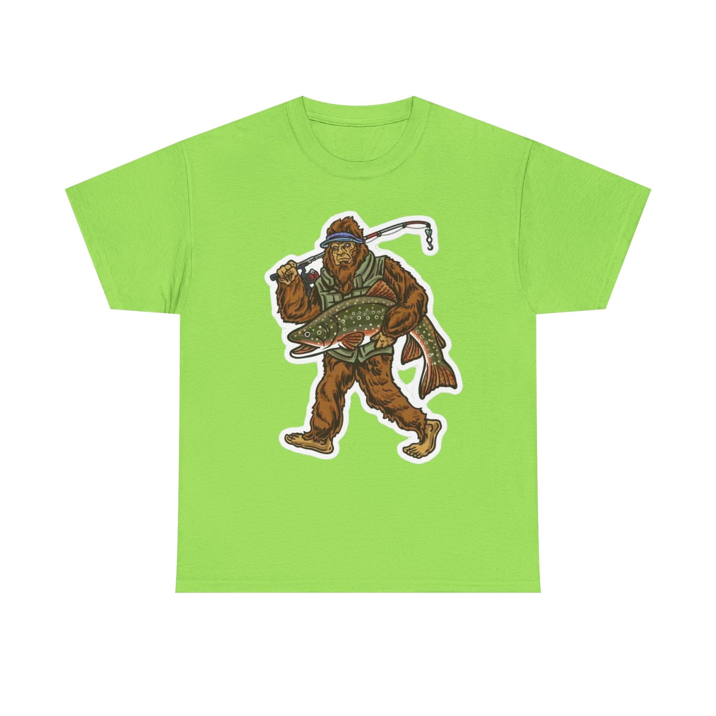 Bigfoot fishing unisex heavy cotton t-shirt