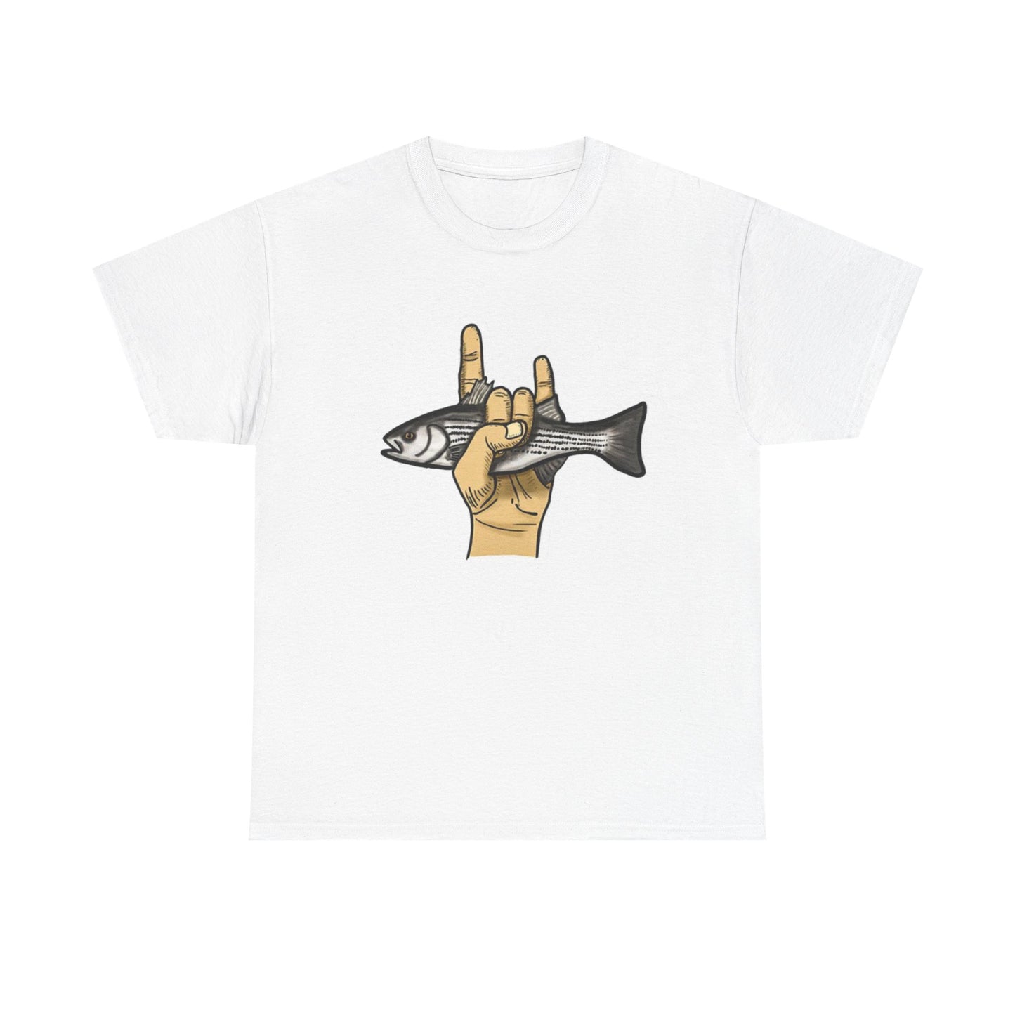 Rock on fish unisex heavy cotton t-shirt