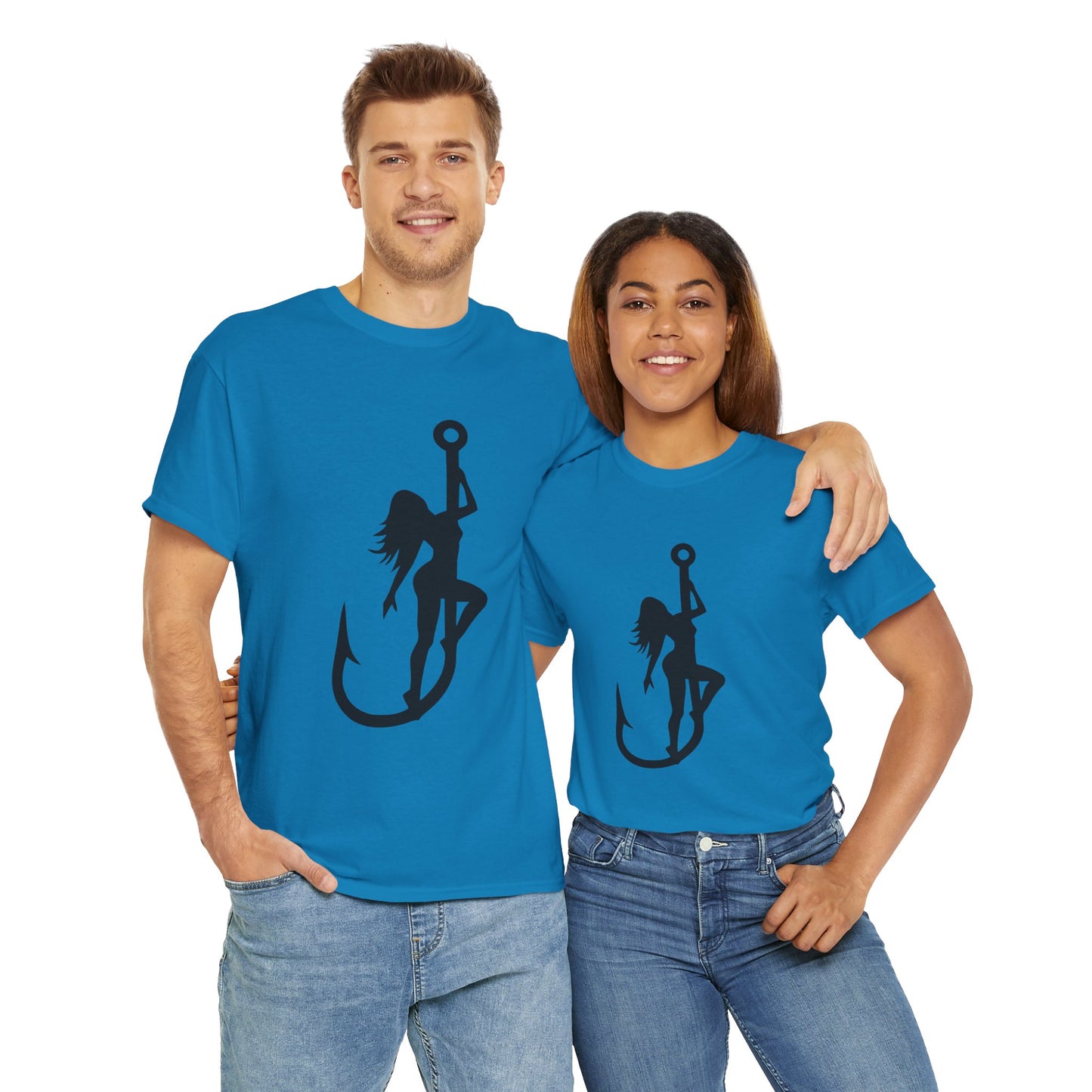 Fishing hook unisex heavy cotton t-shirt