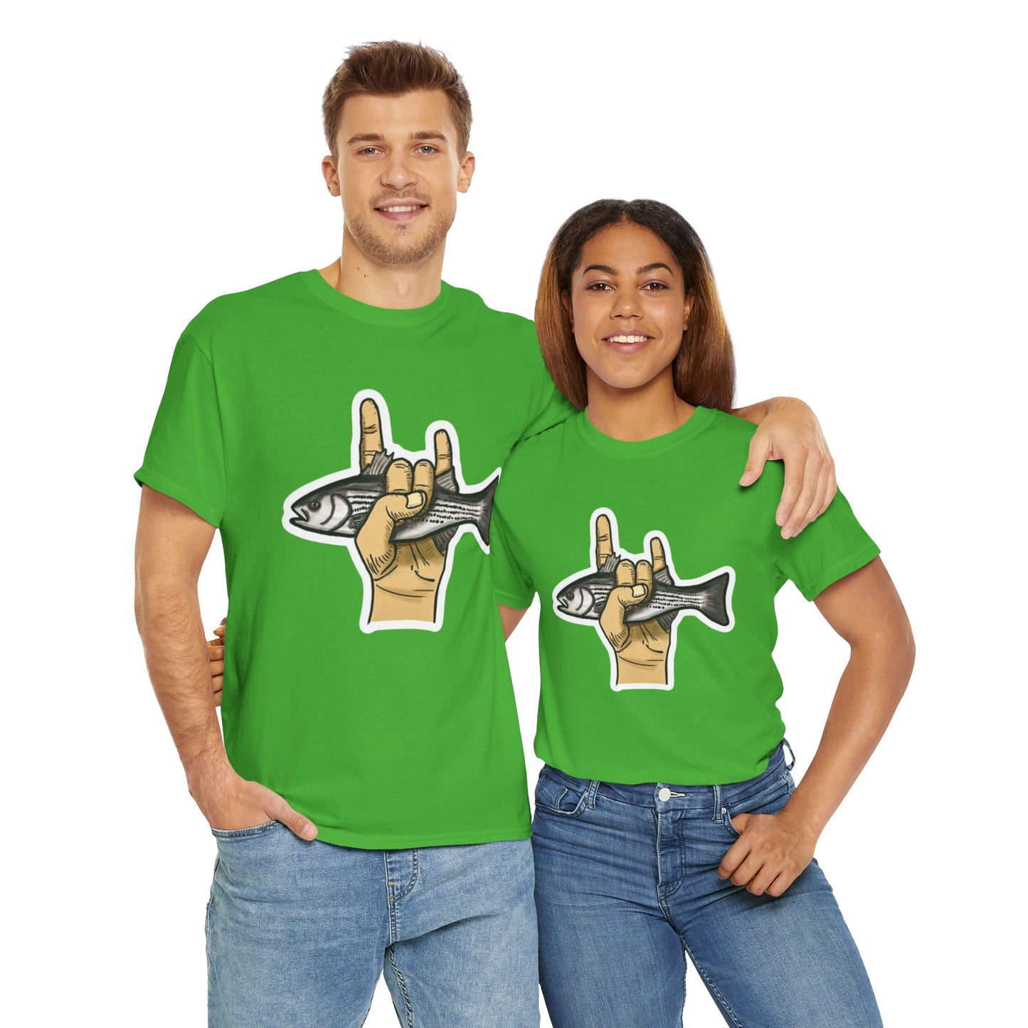 Rock on fish unisex heavy cotton t-shirt