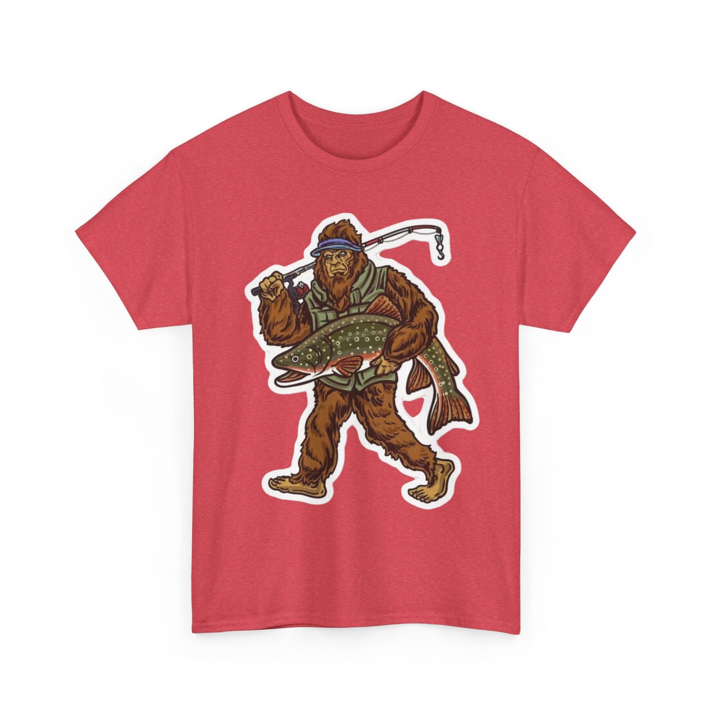 Bigfoot fishing unisex heavy cotton t-shirt