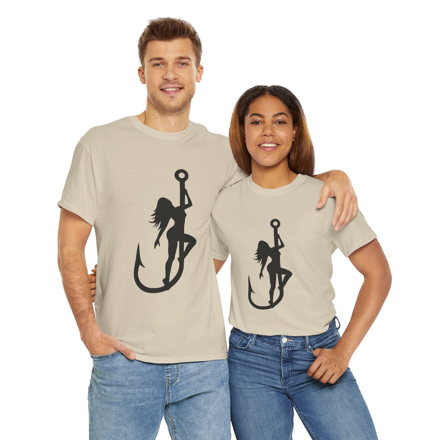 Fishing hook unisex heavy cotton t-shirt
