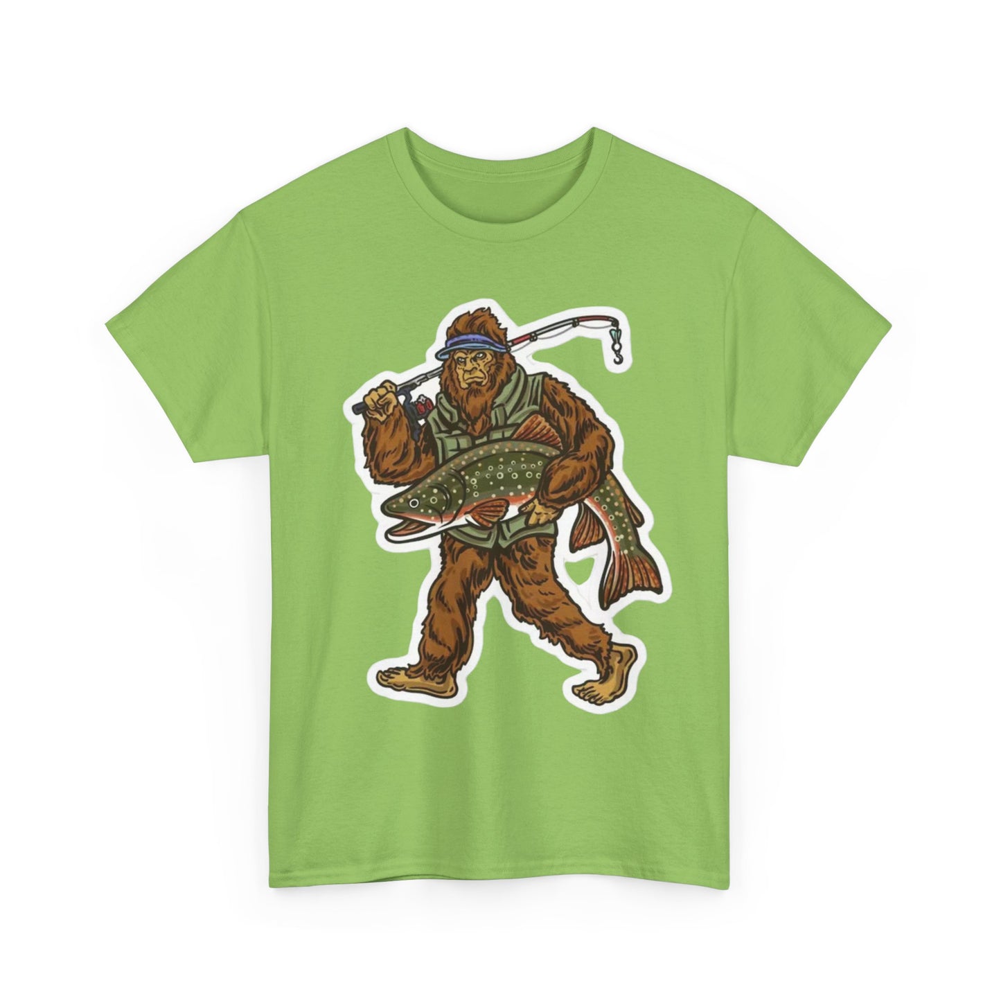 Bigfoot fishing unisex heavy cotton t-shirt
