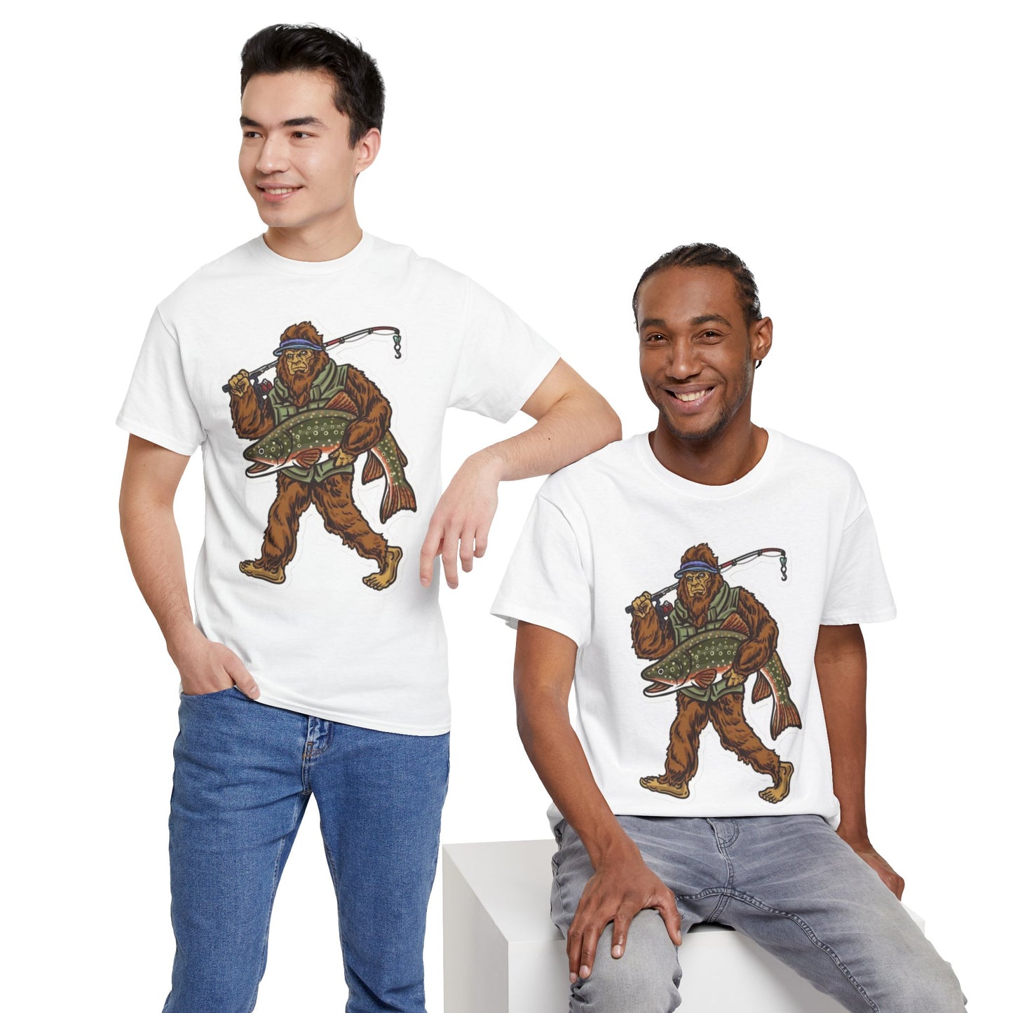 Bigfoot fishing unisex heavy cotton t-shirt