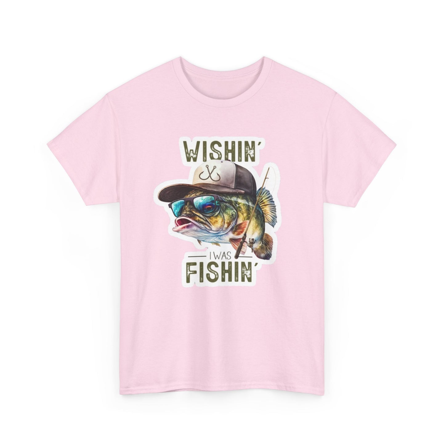 Wishin' I was Fishin' unisex heavy cotton t-shirt