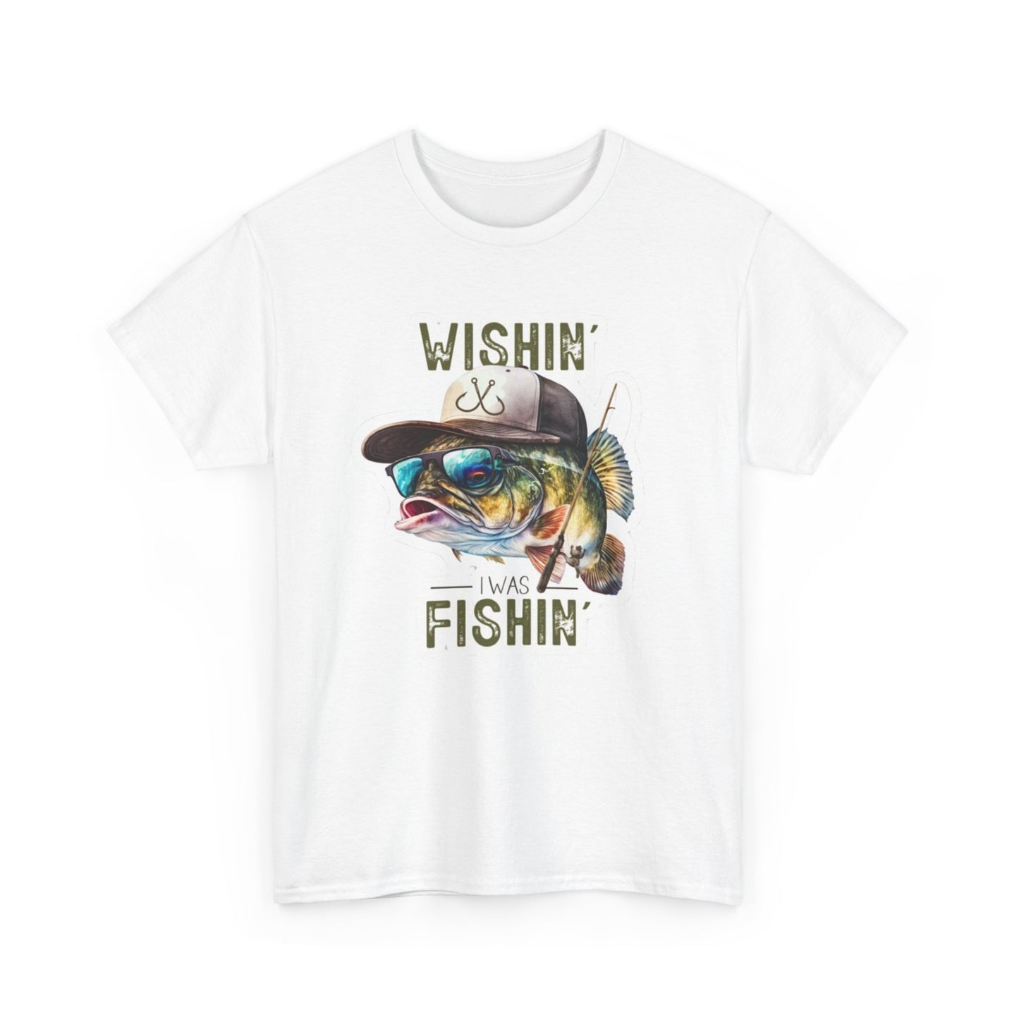 Wishin' I was Fishin' unisex heavy cotton t-shirt