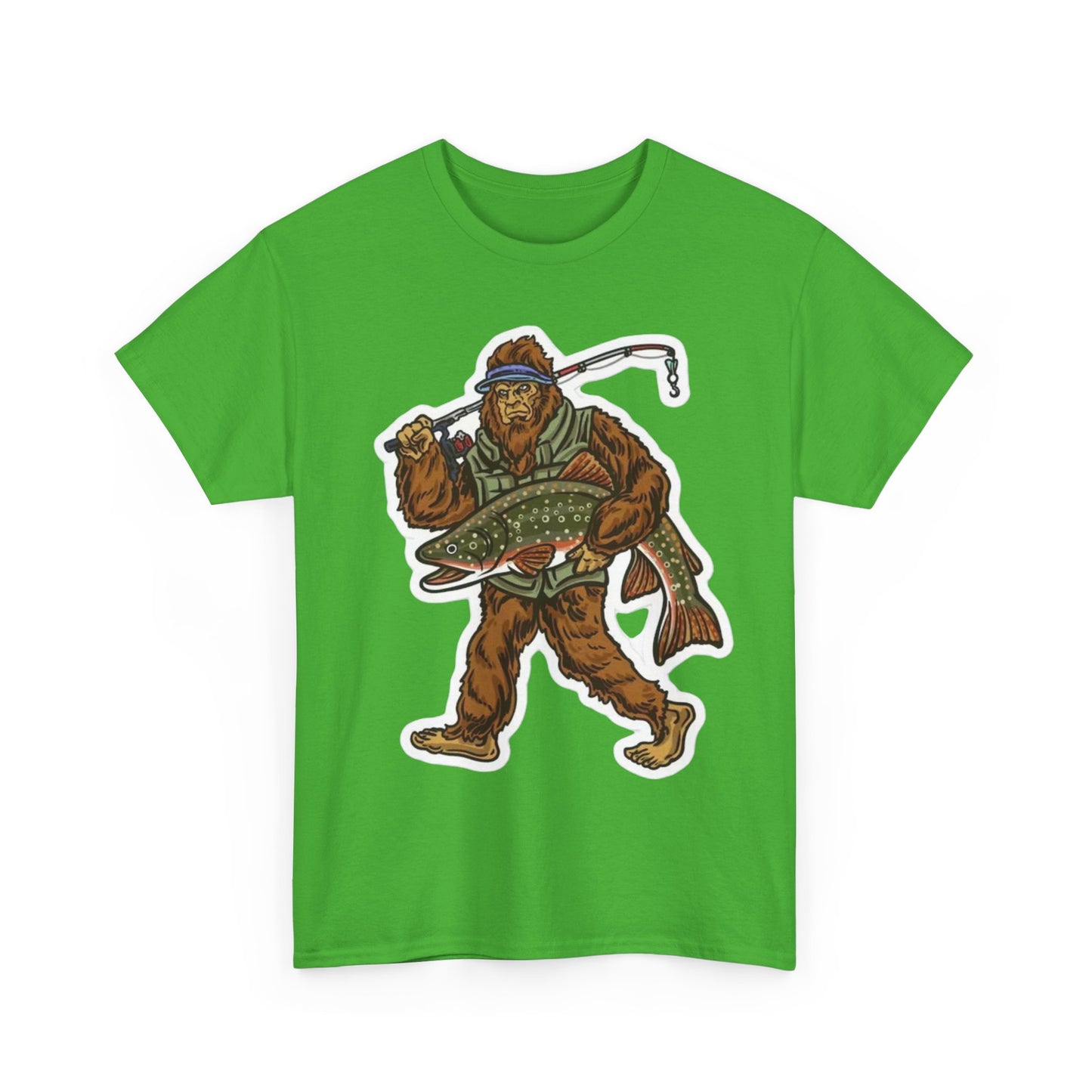 Bigfoot fishing unisex heavy cotton t-shirt