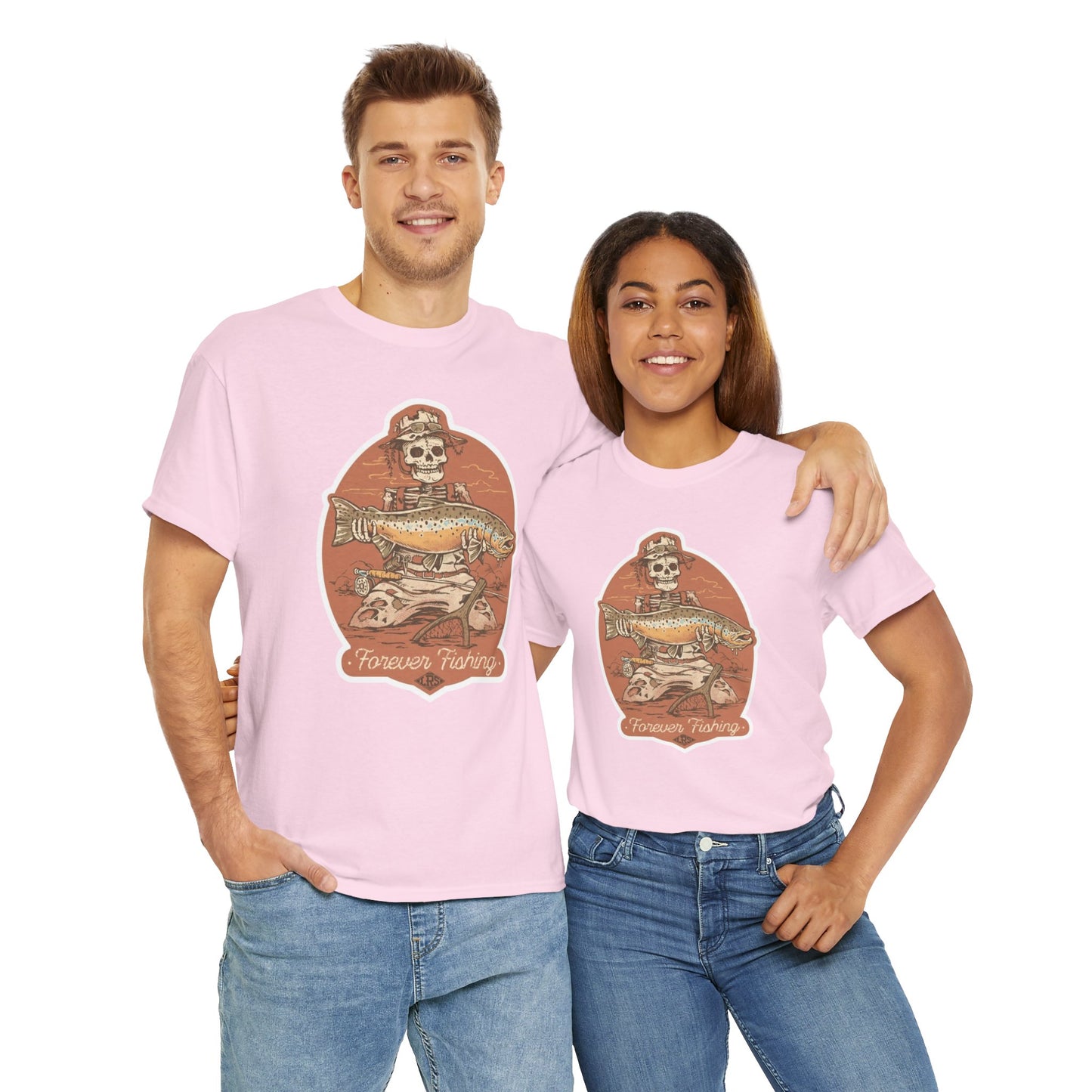 Skeleton forever fishing unisex heavy cotton t-shirt