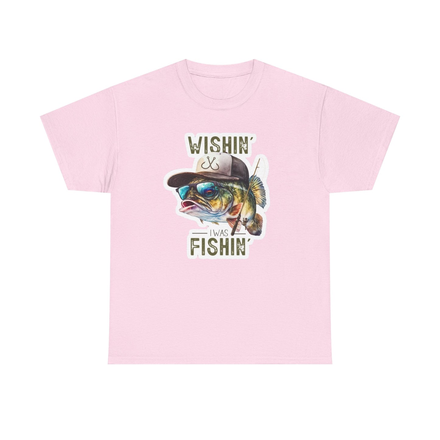 Wishin' I was Fishin' unisex heavy cotton t-shirt