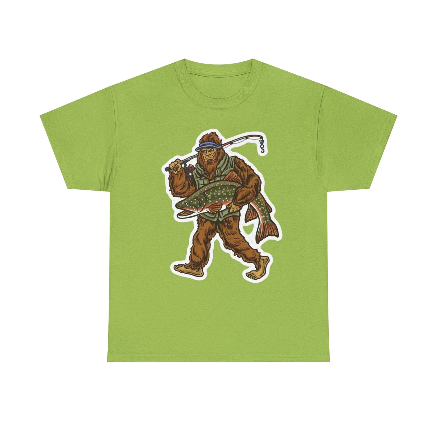 Bigfoot fishing unisex heavy cotton t-shirt