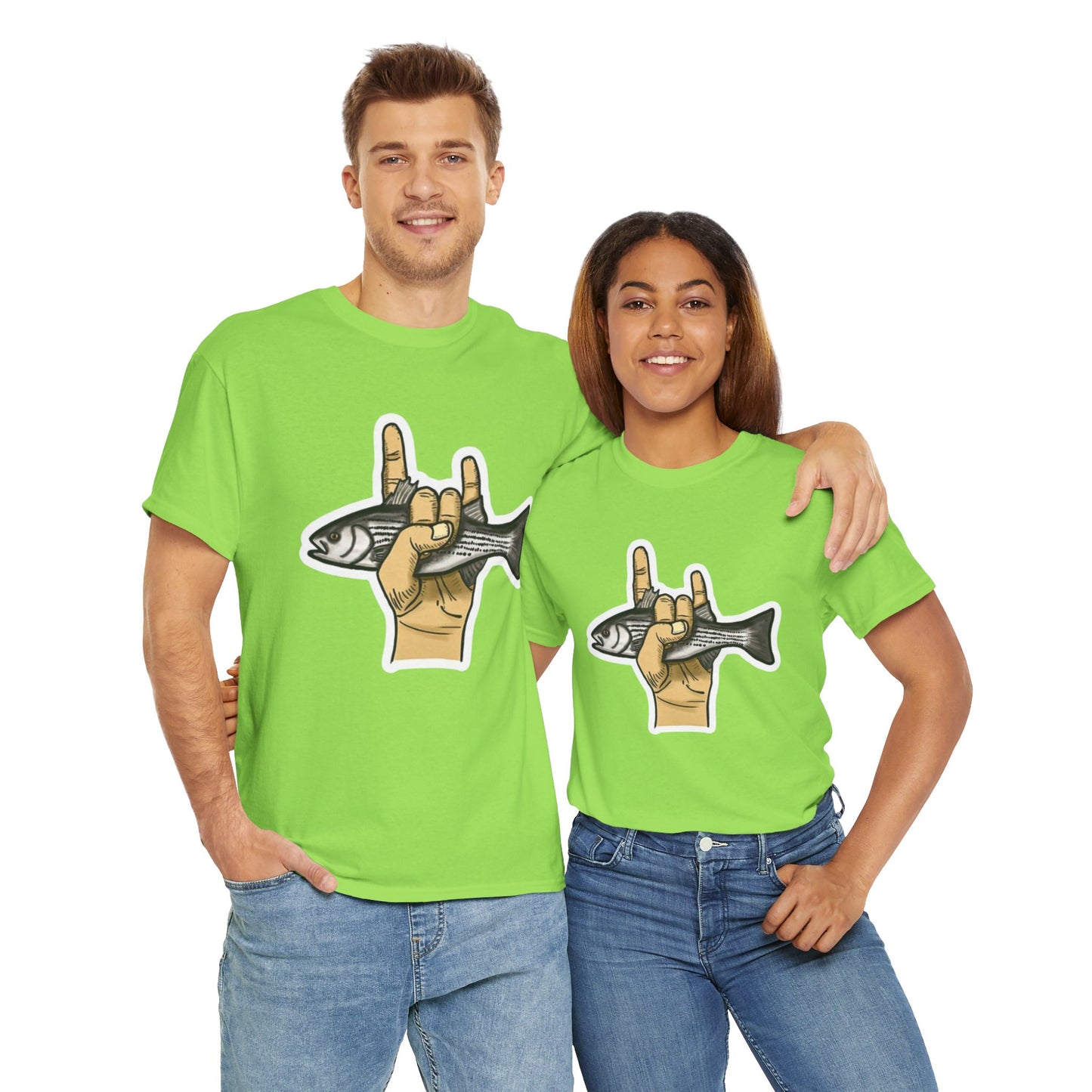 Rock on fish unisex heavy cotton t-shirt