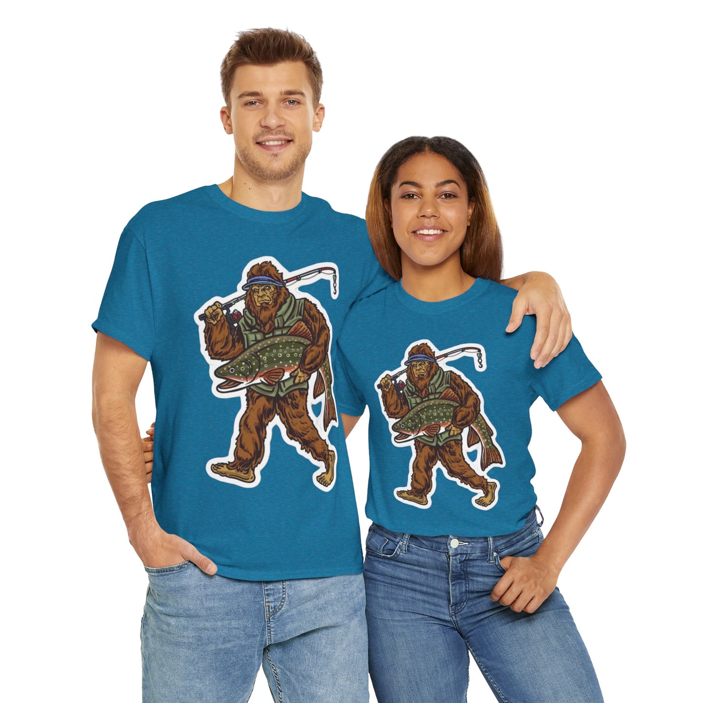 Bigfoot fishing unisex heavy cotton t-shirt
