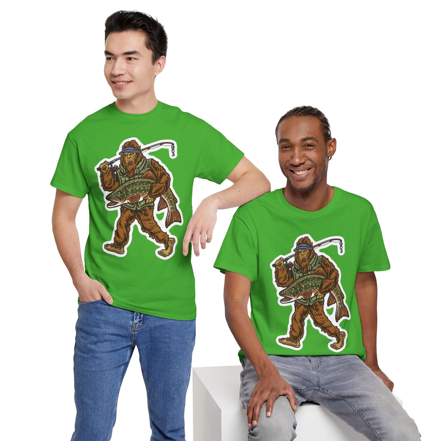 Bigfoot fishing unisex heavy cotton t-shirt
