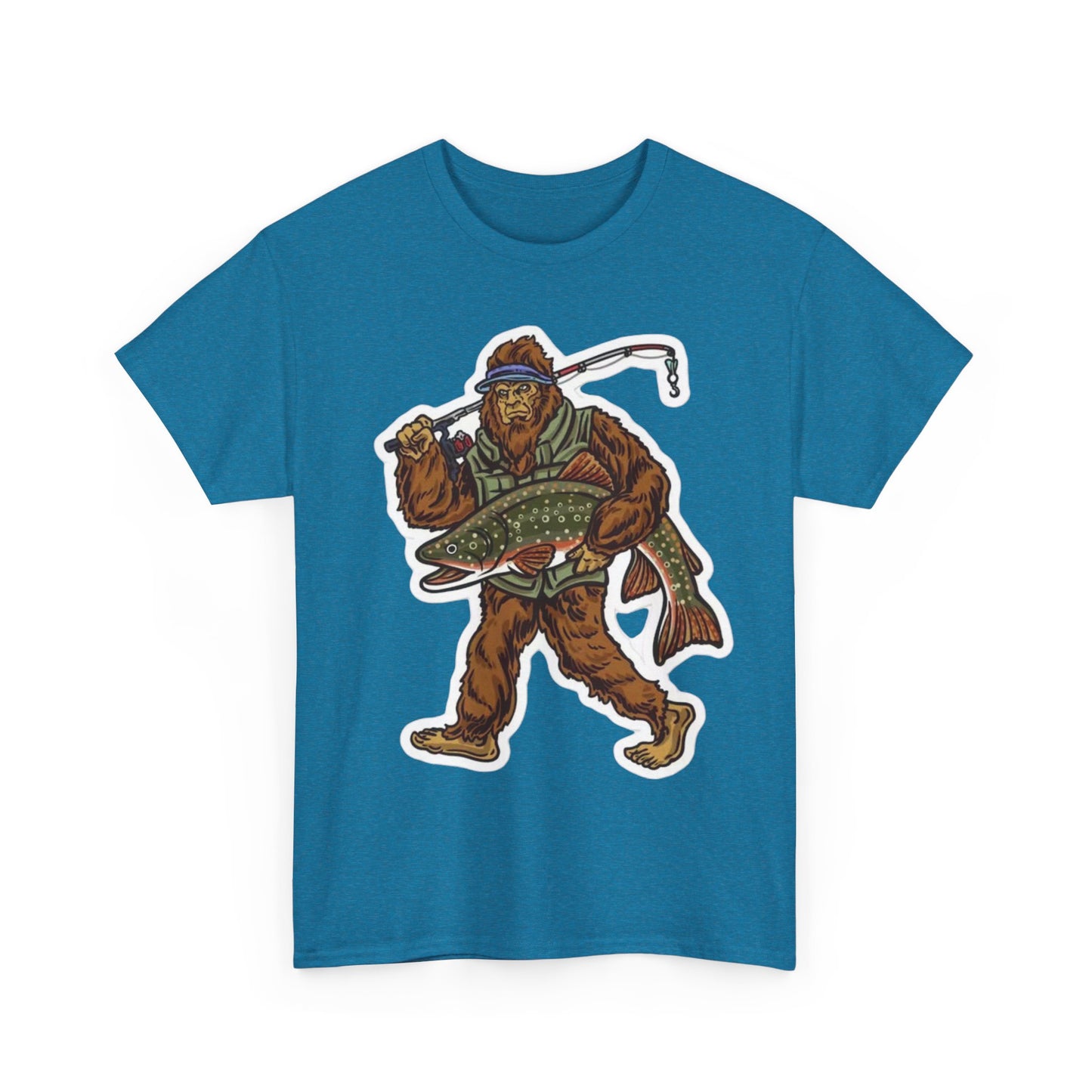 Bigfoot fishing unisex heavy cotton t-shirt