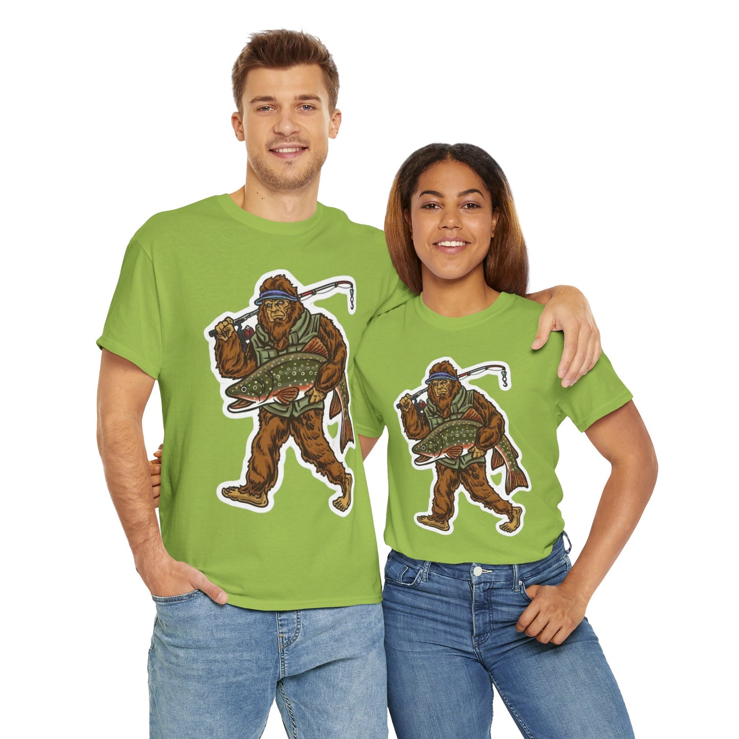 Bigfoot fishing unisex heavy cotton t-shirt