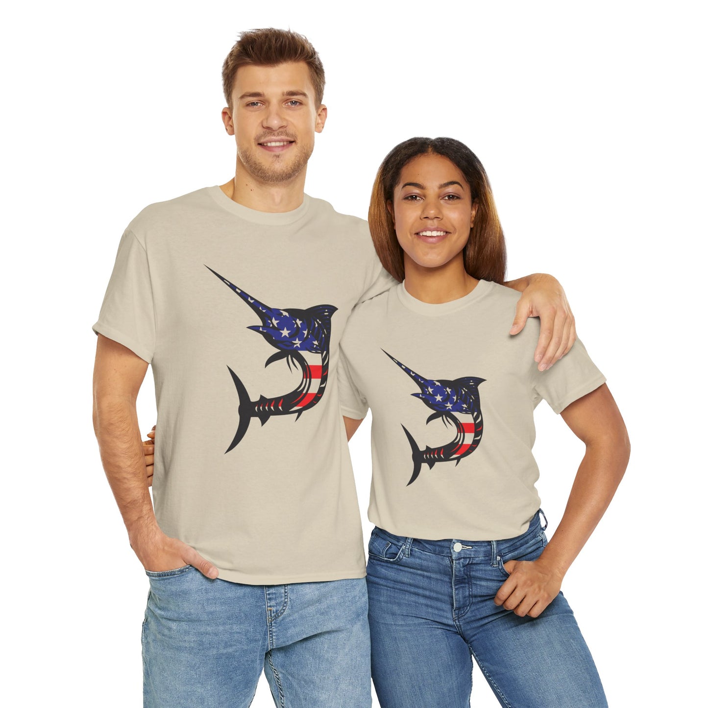 USA sword fish unisex heavy cotton t-shirt