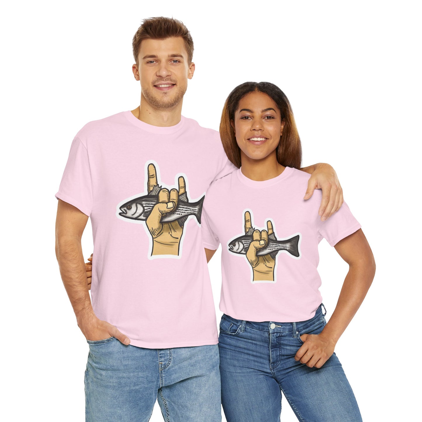 Rock on fish unisex heavy cotton t-shirt