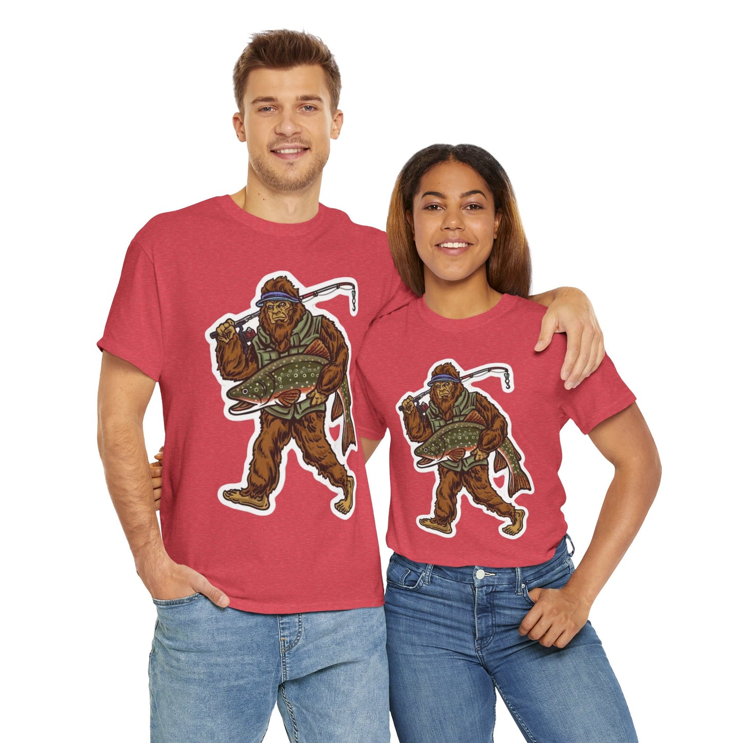 Bigfoot fishing unisex heavy cotton t-shirt