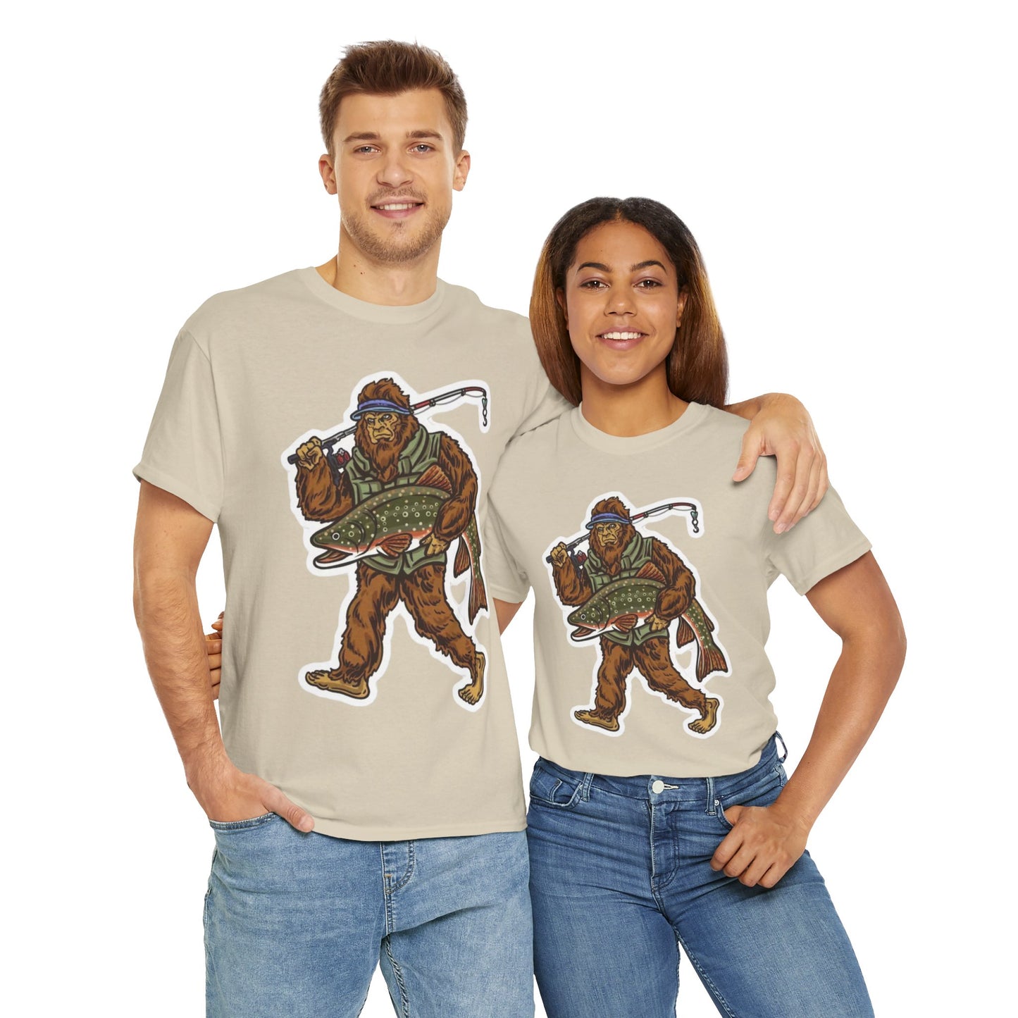Bigfoot fishing unisex heavy cotton t-shirt