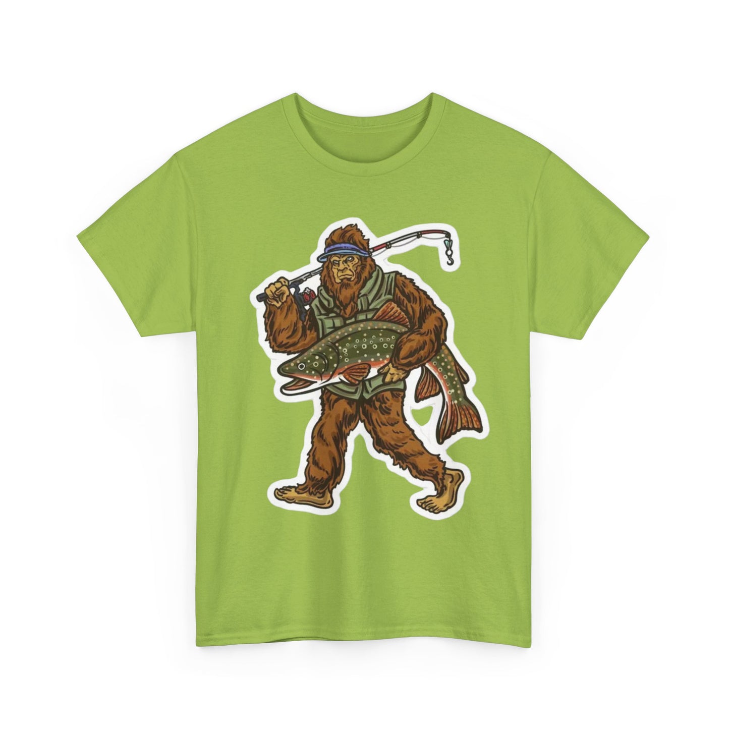 Bigfoot fishing unisex heavy cotton t-shirt