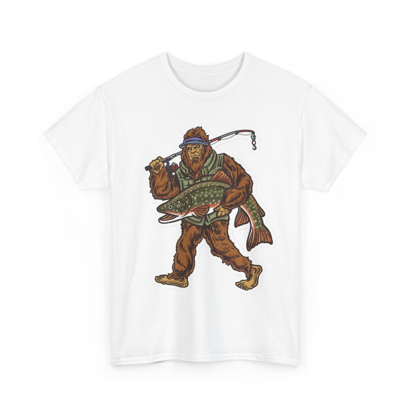 Bigfoot fishing unisex heavy cotton t-shirt