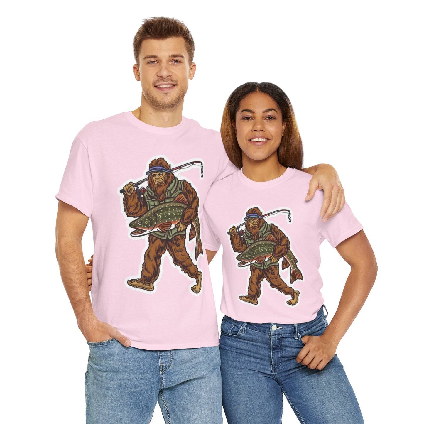 Bigfoot fishing unisex heavy cotton t-shirt