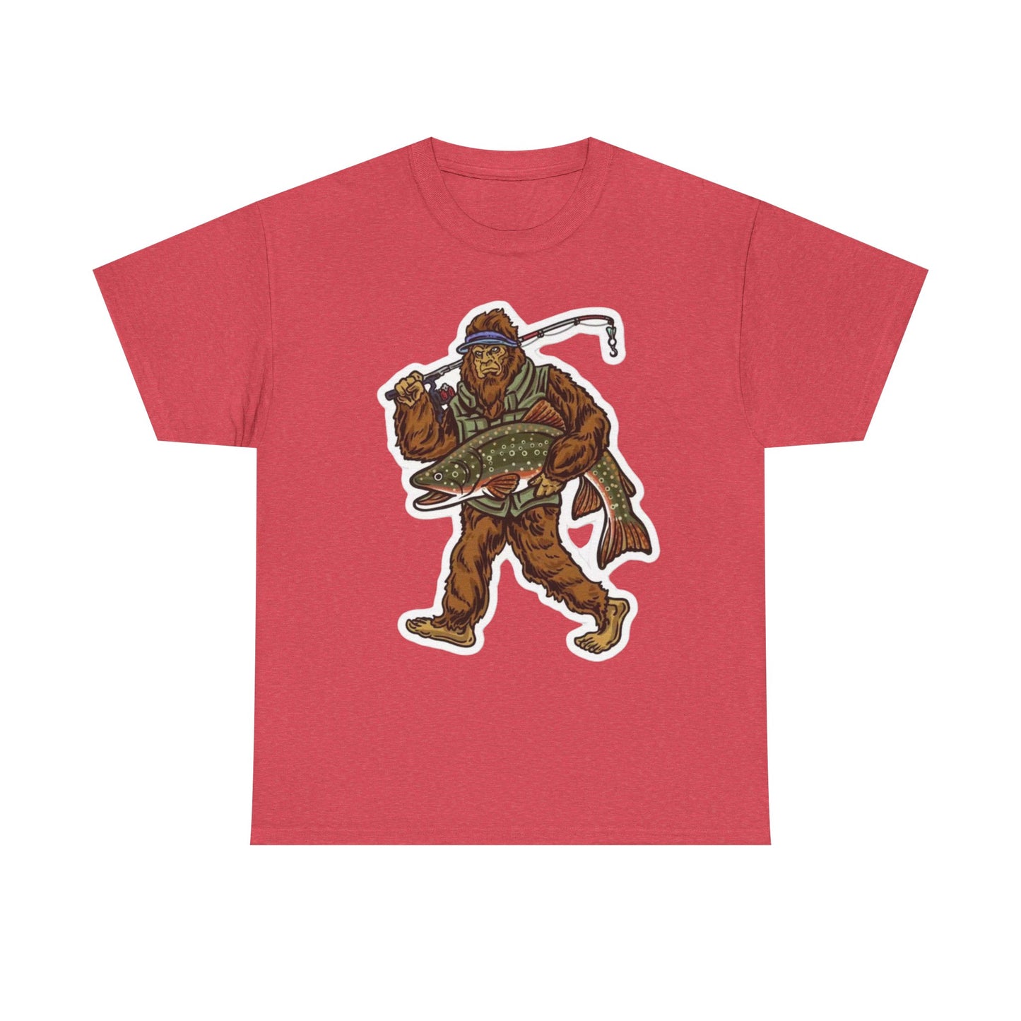 Bigfoot fishing unisex heavy cotton t-shirt