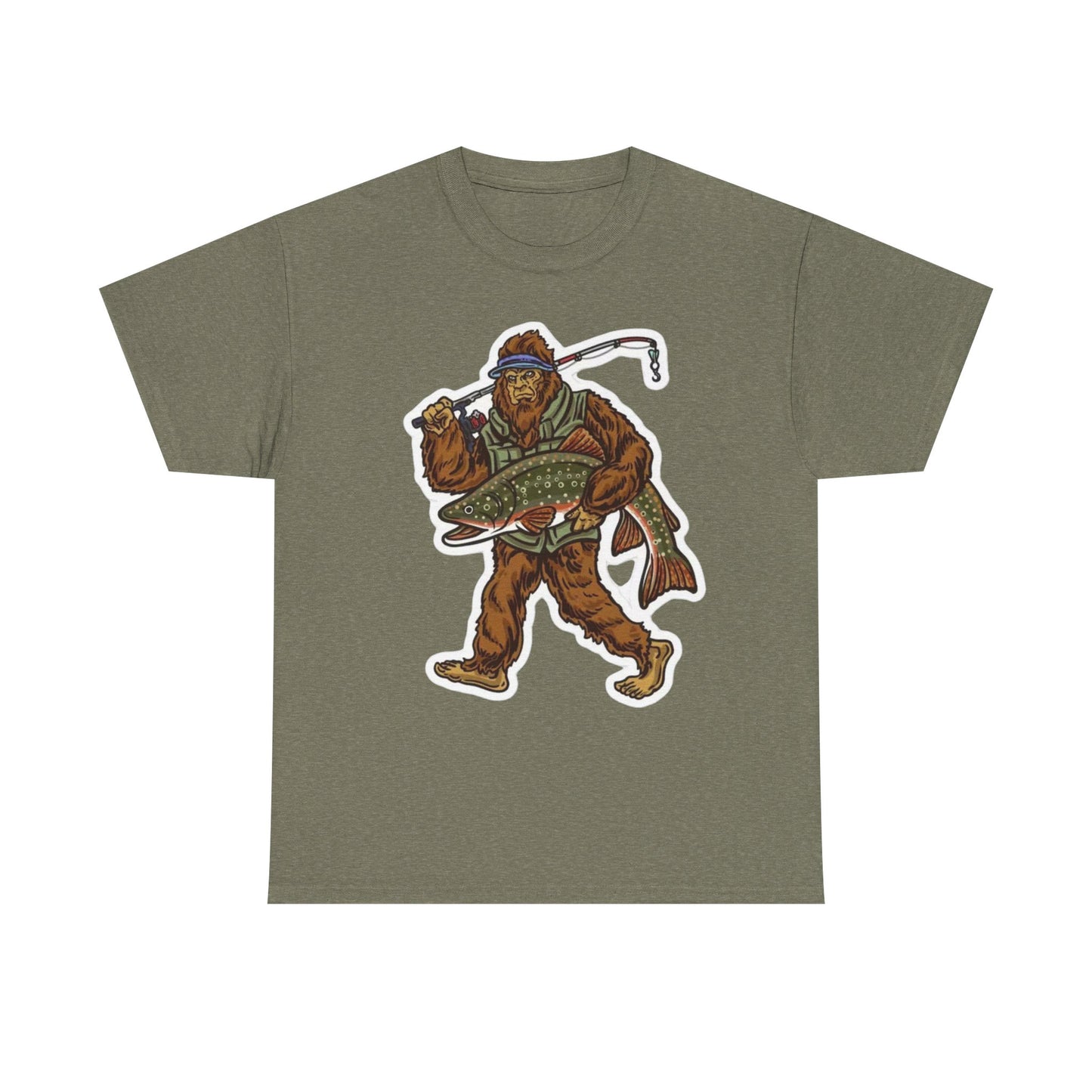 Bigfoot fishing unisex heavy cotton t-shirt
