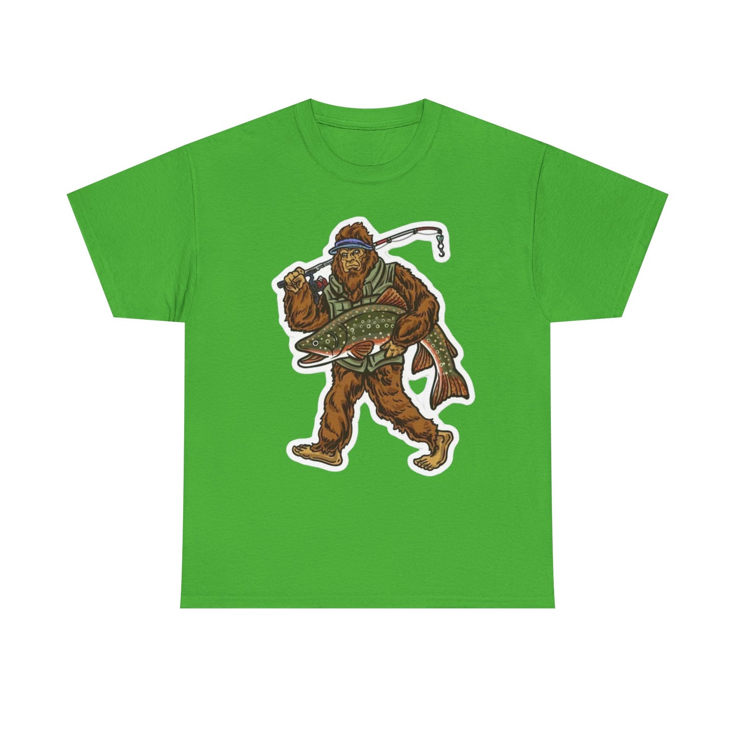 Bigfoot fishing unisex heavy cotton t-shirt