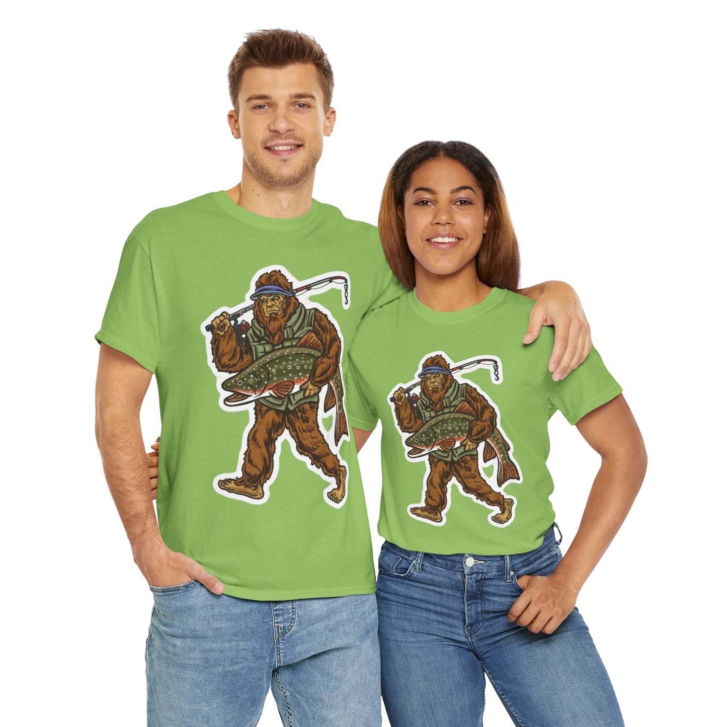 Bigfoot fishing unisex heavy cotton t-shirt