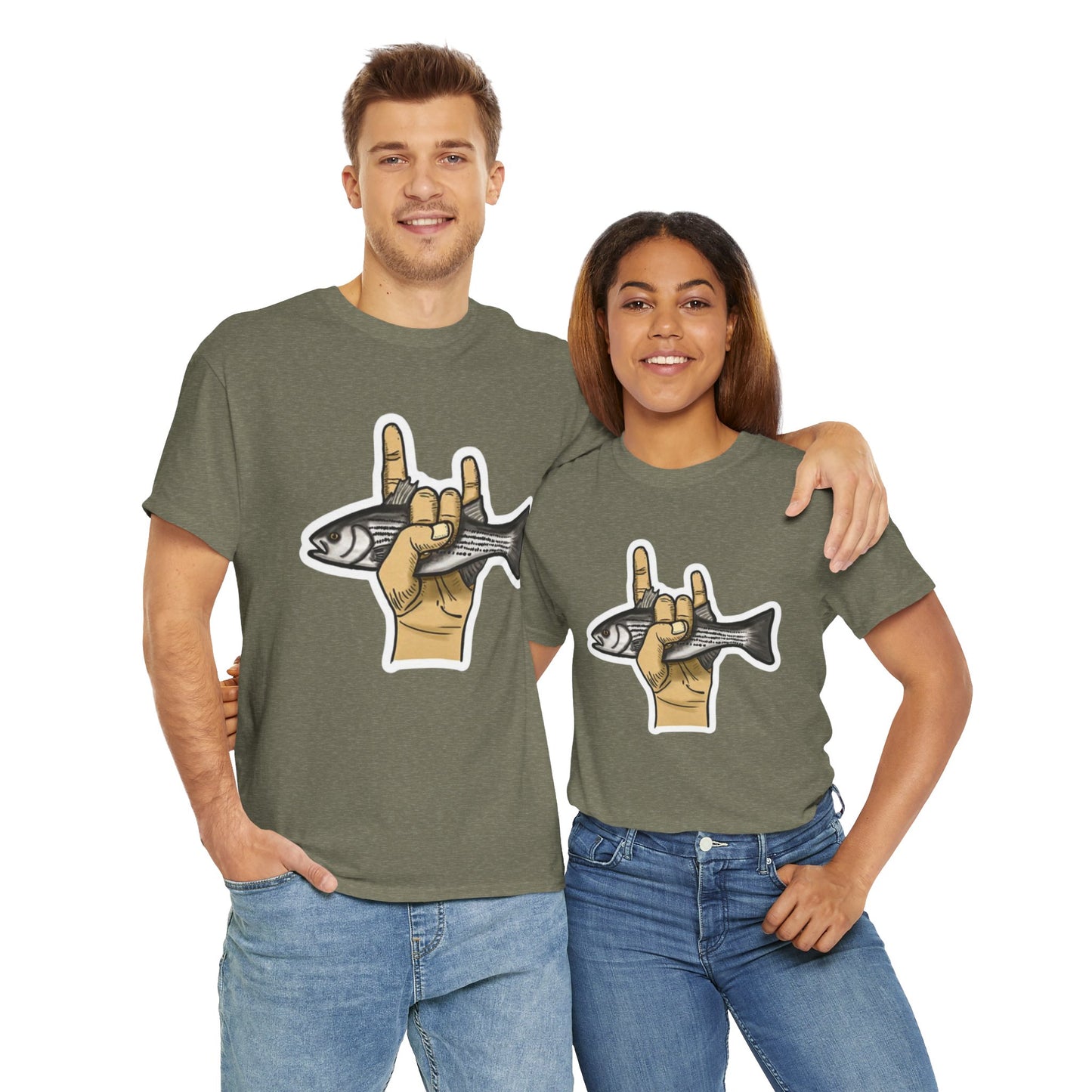 Rock on fish unisex heavy cotton t-shirt