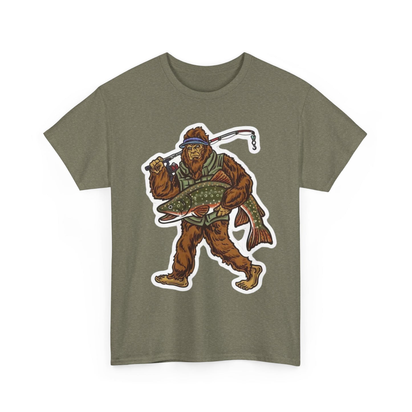 Bigfoot fishing unisex heavy cotton t-shirt
